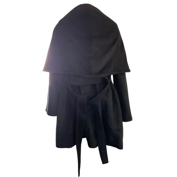 Elie Tahari Women's Small Black Wool Coat Jacket Blend Belted Waterfall‎ Collar - Picture 13 of 13